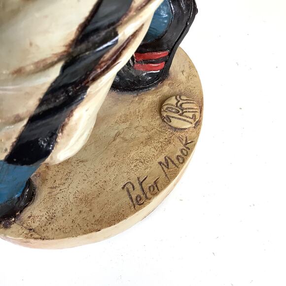 12.5” Peter Mook Signed Ceramic Baseball Player Swinging Bat Figure Statue *READ - Picture 4 of 16